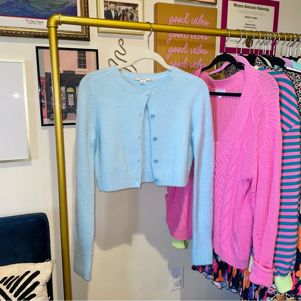 Urban Outfitter Baby Blue Crop Cardigan - Picture 4 of 11